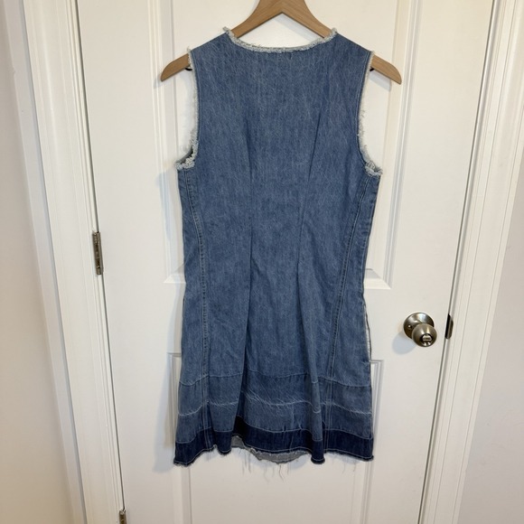 Adore Women's Medium Denim Patch Work Sleeveless Dress Floral Boho Floral‎ Midi - Picture 4 of 6